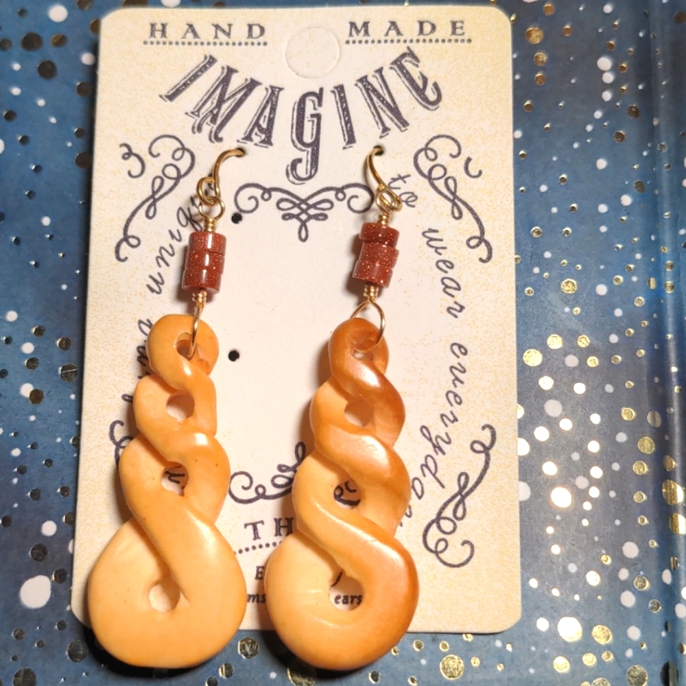 Honey Wood spiral drop earrings